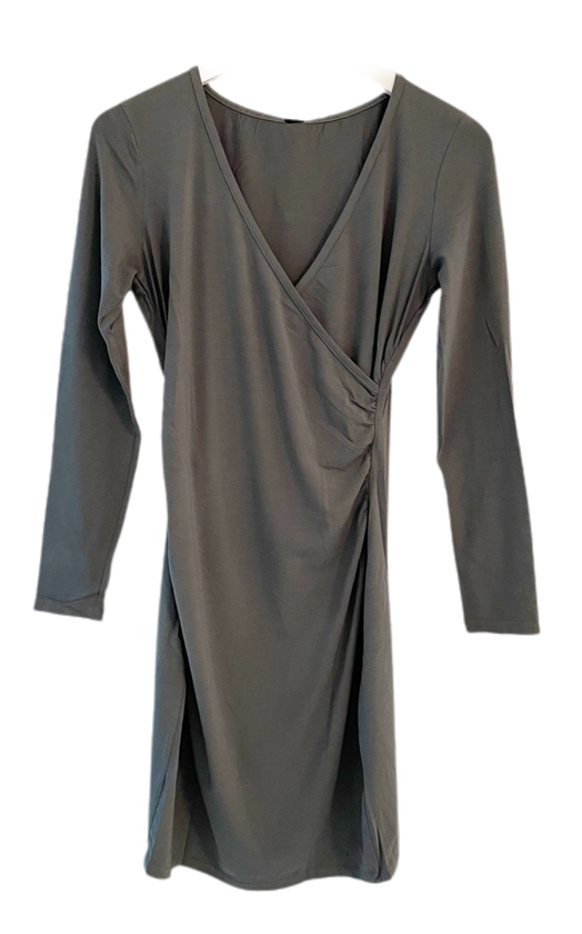 Bobi Shirred Cross Fit Dress, Dark Sage