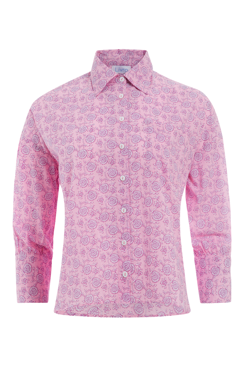 Livro Wimberly Shirt, Pink Trailing Vines - Monkee\'s of Mount Pleasant