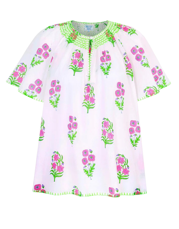 Image of Pink City Prints Tamsin Blouse, Neon Agapanthus