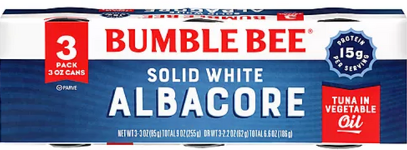 Bumble Bee Albacore Tuna 3pk |Wilson Inmate Package Program