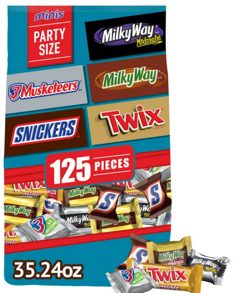 Mars Mixed Snickers, Twix  Variety Pack- 125ct