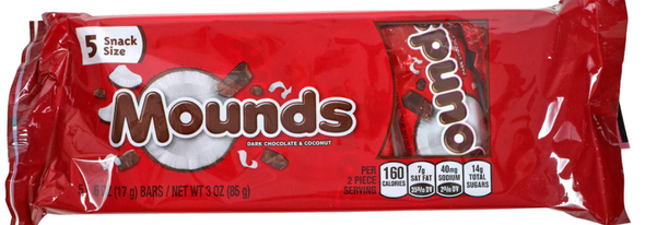 Mounds Snack Size Candy Bars, 5-ct