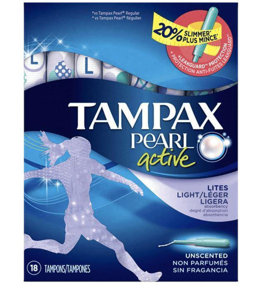 Tampax Pearl Active Lite Plastic Tampons 18ct