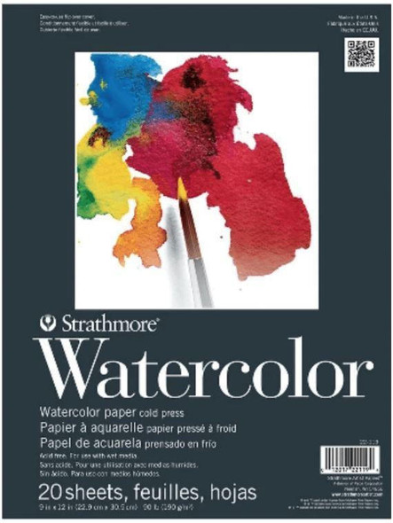 Strathmore Watercolor Pad 20 Sheets 9 x 12 Tape Bound