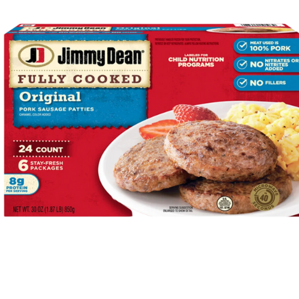 Jimmy Dean Original Pork Sausage Patty 24ct |Wilson Inmate Package Program