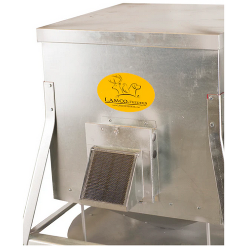 LAMCO Low Throw Corn Feeder Galvanized 600lb. LAMCO Low Throw Corn Feeder Galvanized 600lb.