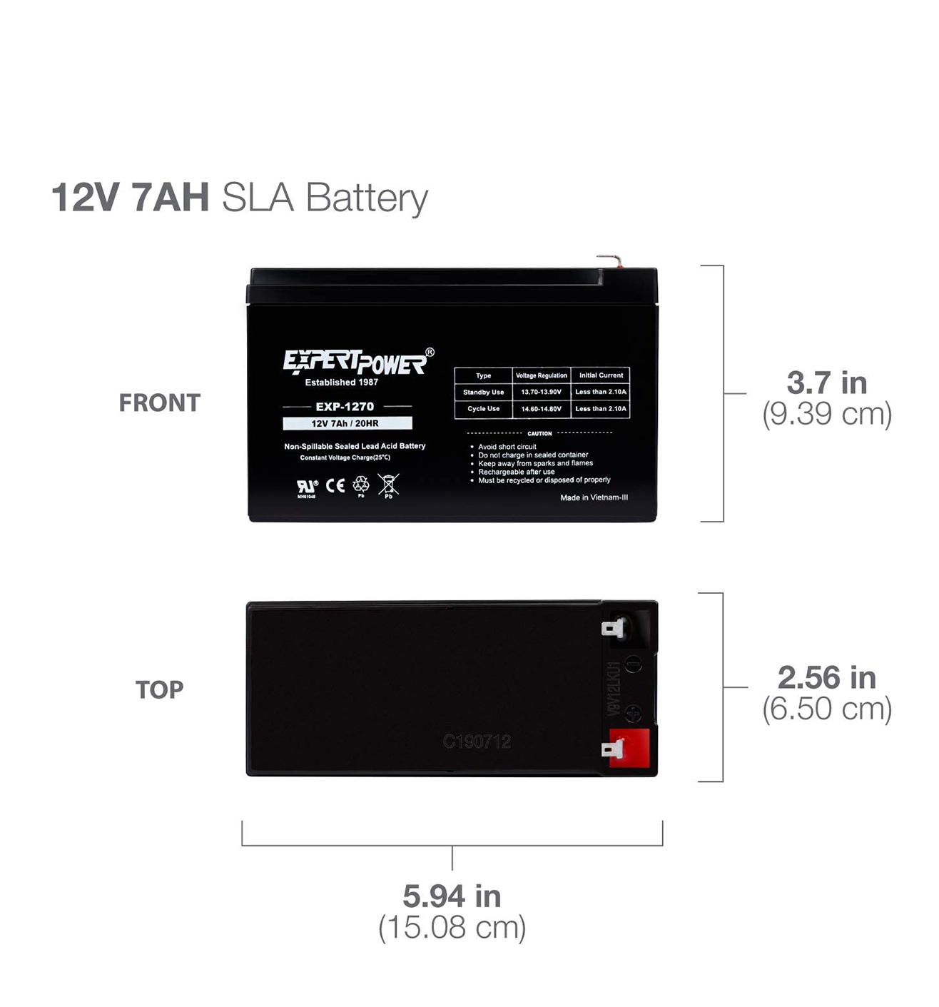 12 Volt, 7 amp Rechargeable Battery