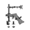 Brateck-Economical-Double-Joint-Articulating-Steel-Monitor-Arm-with-Laptop-Holder-Fit-Most-13"-32"-Monitors,-Up-to-8kg/Screen-VESA-75x75/100x100-LDT12-C1M2KN-Rosman-Australia-1