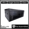 LDR-Assembled-4U-Wall-Mount-Cabinet-(600mm-x-450mm)-Glass-Door---Black-Metal-Construction---Top-Fan-Vents---Side-Access-Panels-WB-SS64040NB-Rosman-Australia-1