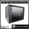 LDR-Assembled-9U-Wall-Mount-Cabinet-(600mm-x-450mm)-Glass-Door---Black-Metal-Construction---Top-Fan-Vents---Side-Access-Panels-WB-SS64090NB-Rosman-Australia-1