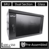 LDR-Assembled-6U-Hinged-Wall-Mount-Cabinet-(600mm-x-550mm)-Glass-Door---Black-Metal-Construction---Top-Fan-Vents---Side-Access-Panels-WB-DS65060NB-Rosman-Australia-1