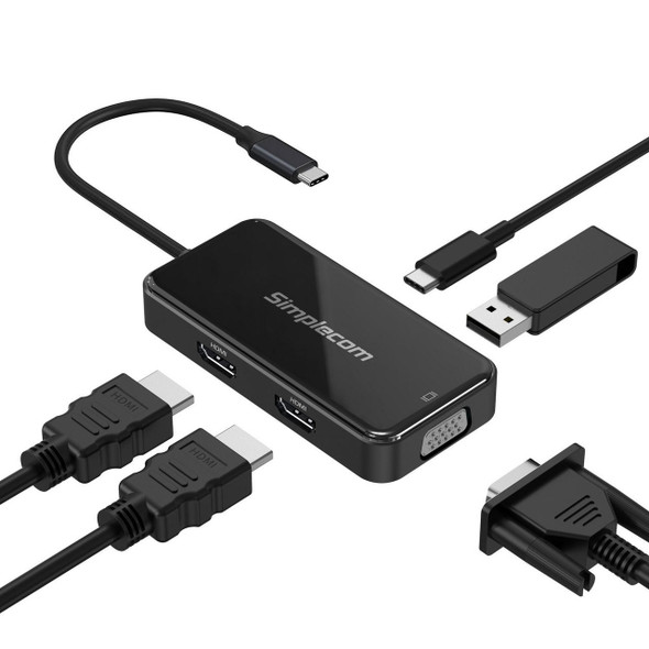 Simplecom-DA451-5-in-1-USB-C-Multiport-Adapter-MST-Hub-with-VGA-and-Dual-HDMI-DA451-Rosman-Australia-1