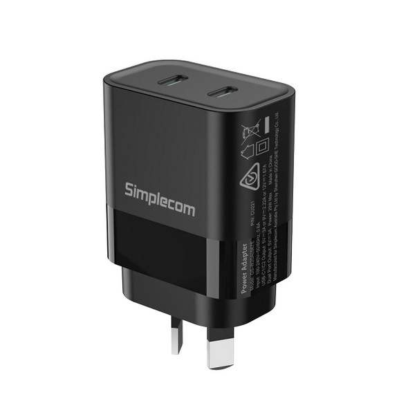 Simplecom-CU221-Dual-USB-C-Fast-Wall-Charger-PD-20W-for-Phone-Tablet-CU221-Rosman-Australia-1