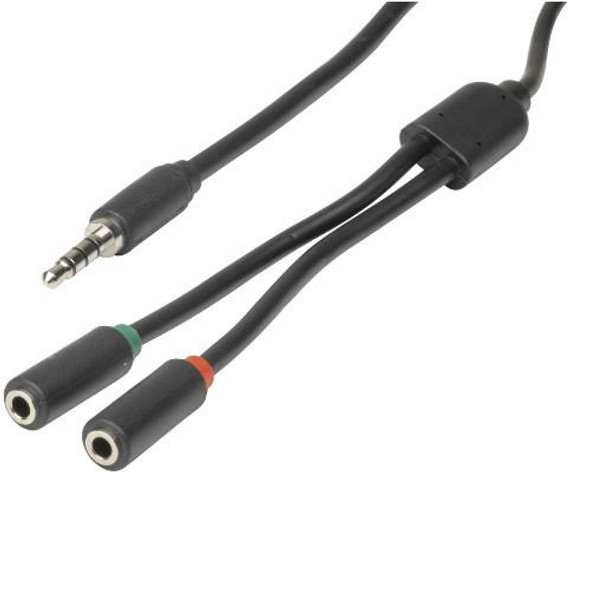 Leader-Digitech-3.5mm-4-Pole-Plug-to-2-x-3.5mm-Socket-Cable---250mm-WA7020-Rosman-Australia-1