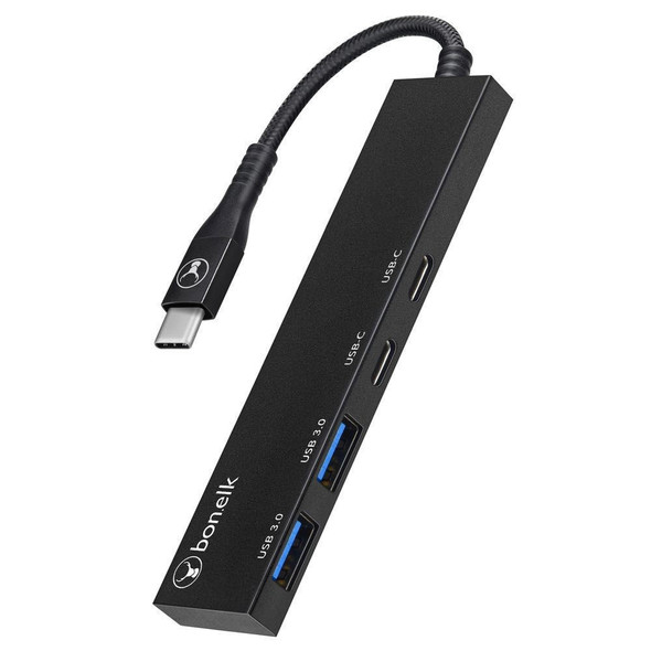 Bonelk Long-Life USB-C 4 in 1 Multiport Slim Hub (Black)