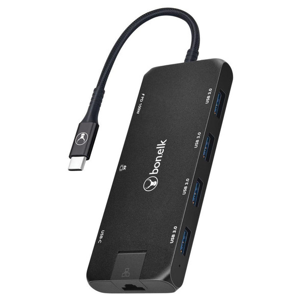 Bonelk Long-Life USB-C to 8-in-1 Multiport Hub (Black)