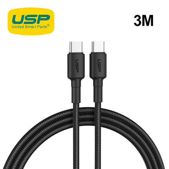 USP-BoostUp-Braided-USB-C-to-USB-C-Cable-(3M)-Black--3A-Fast--Safe-Charge,Strong--Durable,Samsung-Galaxy,Apple-iPhone,iPad,MacBook,Google,OPPO,Nokia-6972890207071-Rosman-Australia-1