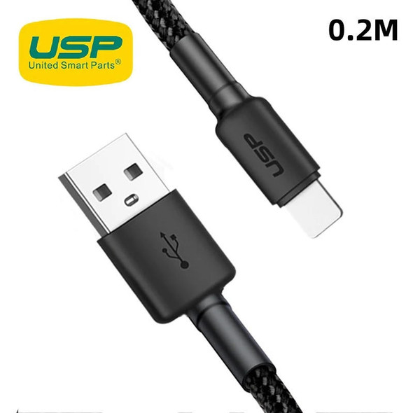 USP-BoostUp-Lightning-to-USB-A-Cable-(20cm)-Black---Quick-Charge--Connect,-2.4A-Rapid-Charge,-Durable,-Nylon-Weaving,-Apple-iPhone/iPad/MacBook-6972890207019-Rosman-Australia-1
