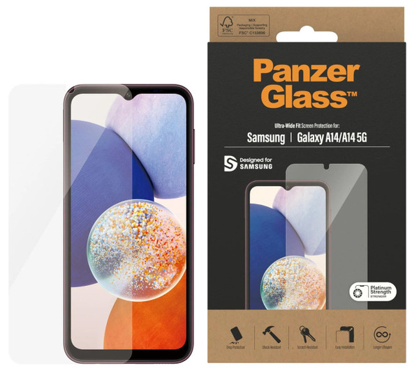 Panzer-Glass-PanzerGlass-Samsung-Galaxy-A14-5G-(6.6")-Screen-Protector-Ultra-Wide-Fit---(7321),-Scratch--Shock-Resistant,-2YR-7321-Rosman-Australia-1