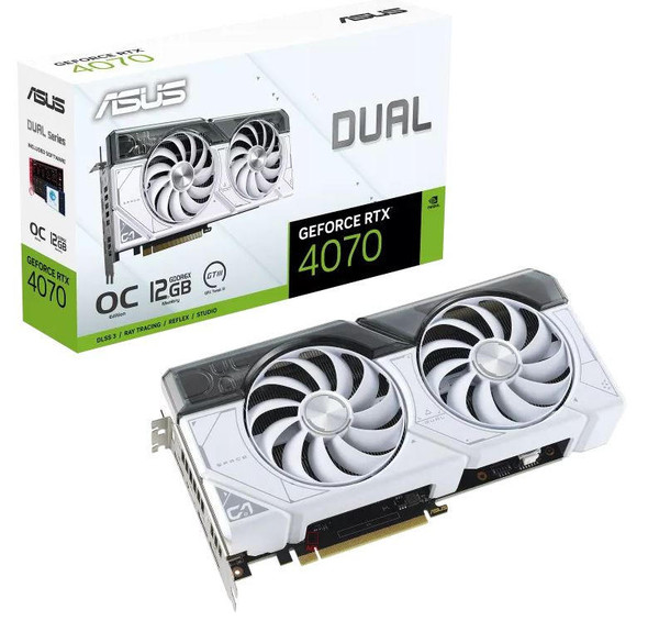 ASUS-nVidia-GeForce-DUAL-RTX4070-O12G-WHITE-RTX4070-12GB-GDDR6X-White-OC-Edition,-2520-MHz-Boost-Clock,-RAM-21Gbps,-HDMIx1,-DPx3,-DUAL-RTX4070-O12G-WHITE-Rosman-Australia-1