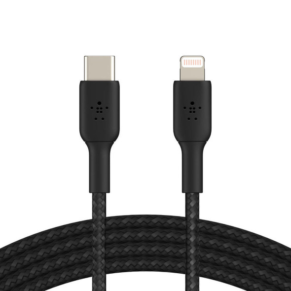 Belkin-BoostCharge-Braided-Lightning-to-USB-C-Cable-(2m/6.6ft)---Black(CAA004bt2MBK),-480Mbps,-10K+-bend,-Apple-iPhone-/-iPad-/-Macbook,-2YR-CAA004bt2MBK-Rosman-Australia-1