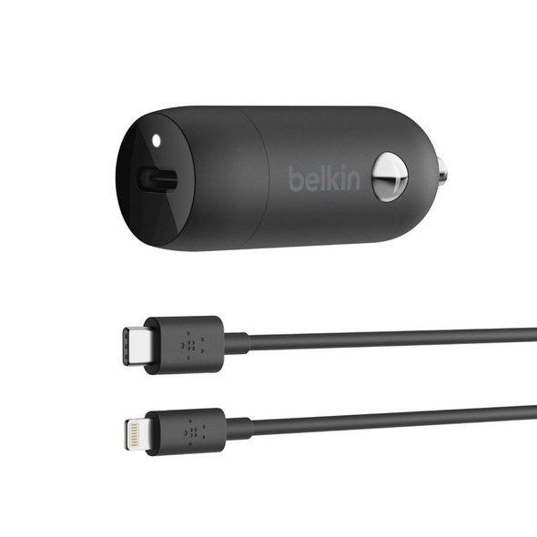 Belkin-BoostUp-20W-USB-C-PD-Car-Charger-+-Lightning-to-USB-C-Cable-(1.2M)---Black-(CCA003bt04BK),-Fast--Compact-Car-Charger,-Small-But-Mighty,2YR-CCA003bt04BK-Rosman-Australia-1