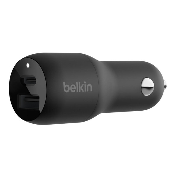 Belkin-BoostCharge-Dual-Car-Charger-with-PPS-37W---Black(CCB004btBK),1xUSB-C-PD(25W),1xUSB-A(12W),-Dual-Port-Fast--Compact-Charger,Travel-Ready,2YR-CCB004btBK-Rosman-Australia-1