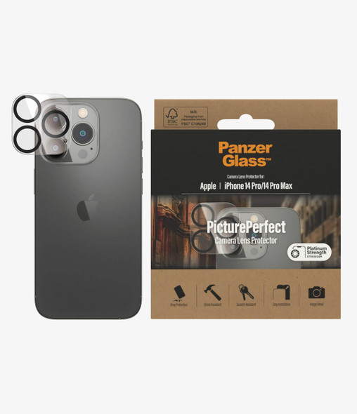 Panzer Glass PanzerGlass Apple iPhone 14 Pro / iPhone 14 Pro Max PicturePerfect Camera Lens Protector - Black (0400),Drop Protection,Scratch  Shock Resistant, 2YR