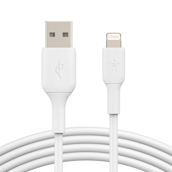 Belkin-BoostCharge-Lightning-to-USB-A-Cable-(1m/3.3ft)---White-(CAA001bt1MWH),-480Mbps,-8K+-bend,-Apple-iPhone-/-iPad-/-Macbook,-2YR-CAA001bt1MWH-Rosman-Australia-1
