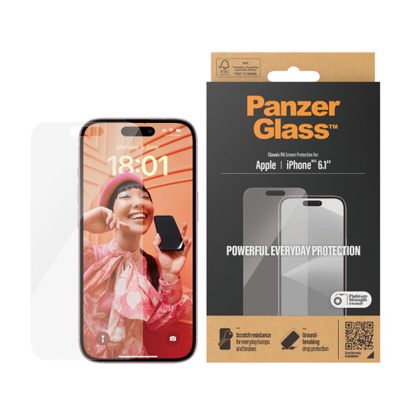 Panzer-Glass-PanzerGlass-Apple-iPhone-15-(6.1")-Screen-Protector-Classic-Fit---Clear-(2805),-Scratch--Shock-Resistant,-AntiBacterial,-2YR-2805-Rosman-Australia-1