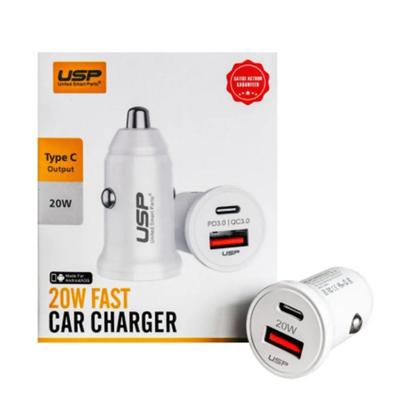 USP-20W-Dual-Ports-(20W-USB-C-PD3.0-+-18W-USB-A-QC3.0)-Fast-Car-Charger-White---Intelligent-Charging,-Short-Circuit-Protection,-Safe-Charger-6972475750572-Rosman-Australia-1