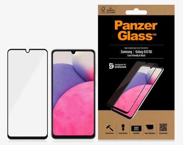 Panzer-Glass-PanzerGlass-Samsung-Galaxy-A33-5G-(6.4")-Screen-Protector-Edge-to-Edge---Black-(7291),-Scratch--Shock-Resistant,-Gold-Strength,-2YR-7291-Rosman-Australia-1