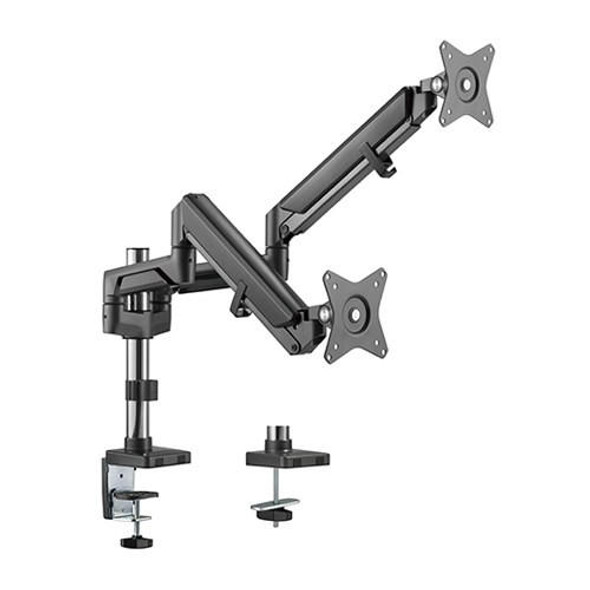 Brateck-Dual-Monitors-Pole-Mounted-Gas-Spring-Aluminum-Monitor-Arm-Fit-Most-17"-32"-Monitors,-Up-to-9kg-per-screen-VESA-75x75/100x100-Space-Grey(LS)-LDT37-C024P-SG-Rosman-Australia-1