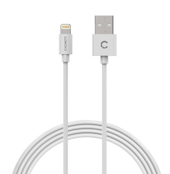 Cygnett-Essentials-Lightning-to-USB-A-Cable-(1M)---White-(CY2723PCCSL),2.4A/12W,Fast-Charge,Durable,Charge--Sync,Apple-iPhone/iPad/MacBook,2-Yr.-WTY.-CY2723PCCSL-Rosman-Australia-1
