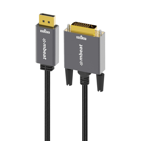 mbeat-Tough-Link-1.8m-DisplayPort-to-DVI-D-Cable-Effortless-plug-and-play-Resolutions-up-to-1080p/60Hz-(1920×1080)-MB-XCB-DPDVI18-Rosman-Australia-1