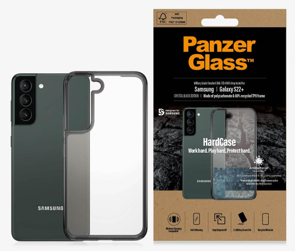 Panzer-Glass-PanzerGlass-Samsung-Galaxy-S22+-5G-(6.6")-HardCase---Smokey-Black(0372),2X-Military-Grade-Standard,-Wireless-Charging-Compatible,Scratch-Resistant,2YR-0372-Rosman-Australia-1