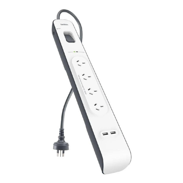 Belkin-BSV401-4-Outlet-2-Meter-Surge-Protection-Strip-with-two-2.4-amp-USB-charging-ports,-Complete-Three-line-AC-protection,-CEW-$20,000,2YR-BSV401au2M-Rosman-Australia-1