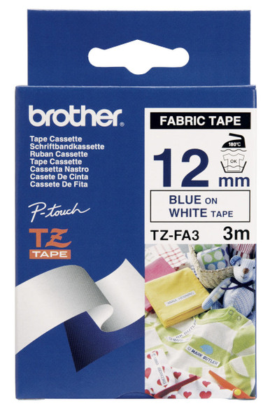 Brother-12MM-BLUE-ON-WHITE-FABRIC-TZ-TAPE-(TZFA3)-TZ-FA3-Rosman-Australia-3