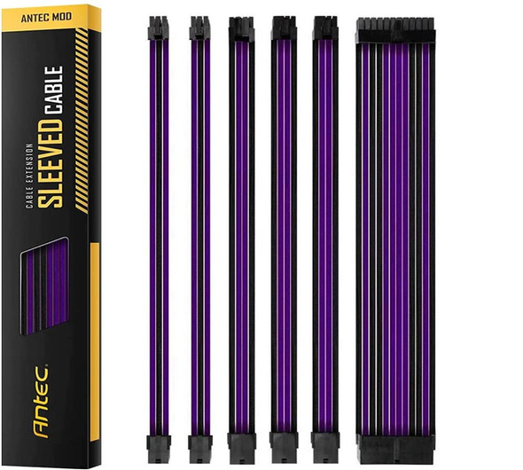 Antec-PSU----Sleeved-Extension-Cable-Kit-V2---Purple-/-Black.-24PIN-ATX,-4+4-EPS,-8PIN-PCI-E,-6PIN-PCI-E,-Compatible-with-Standard-PSU-PSUSCB30-205-P/B-Rosman-Australia-1