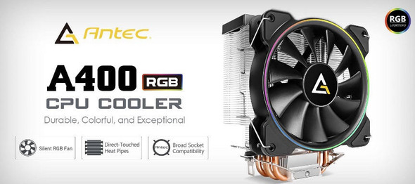 Antec-A400-RGB-Air-CPU-Cooler,-Direct-Heat-Pipies,-Silent-RGB-12CM-PWM-Fan,-Broad-Socket-Support,-115X,-1200,-2011,-2066,-AM3,-AM3+,-AM4-FM1,-FM2,-FM2-A400-RGB-Rosman-Australia-1