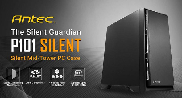 Antec-P101-Silent-ATX,-E-ATX-Case,-1x-5.25"Ext,-8x-3.5"-HDD,--2x-2.5"-SSD,--VGA-up-to-450mm,-CPU-Height-180mm.-PSU-290mm.-Two-Years-Warranty-P101-SILENT-Rosman-Australia-2