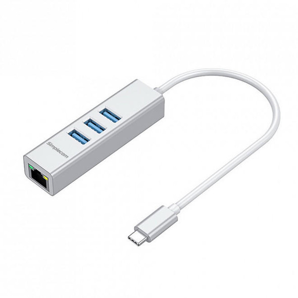 Simplecom-CHN421-Silver-Aluminium-USB-C-to-3-Port-USB-HUB-with-Gigabit-Ethernet-Adapter-CHN421-SILVER-Rosman-Australia-2