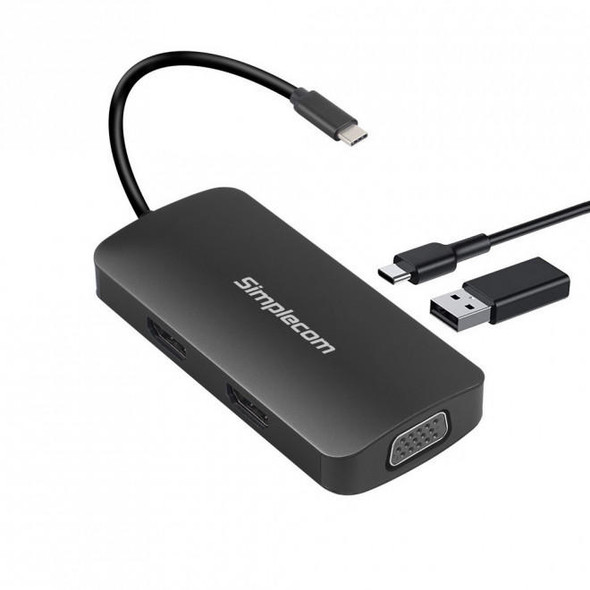 Simplecom-DA450-5-in-1-USB-C-Multiport-Adapter-MST-Hub-with-VGA-and-Dual-HDMI-DA450-Rosman-Australia-1