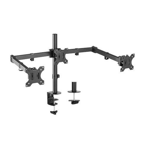 Brateck-Triple-Screens-Economical-Double-Joint-Articulating-Steel-Monitor-Arms,-Extended-Arms--Free-Rotated-Double-Joint,Fit-Most-13"-27"-Up-to-7kg.-LDT12-C034N-Rosman-Australia-1