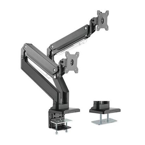 Brateck-Dual-Monitors-Aluminum-Heavy-Duty-Gas-Spring-Monitor-Arm-Fit-Most-17‘-35’-Monitors-Up-to-15kg-per-screen-VESA-75x75/100x100-LDT23-C024-Rosman-Australia-1