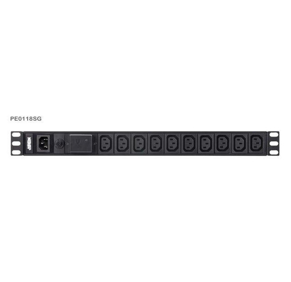 Aten-1U-Basic-PDU-10x-Outlets-with-Surge-Protection,18-x-IEC-C13,-10A-Max,-100-240VAC,-50-60-Hz,--Overcurrent-protection,-Aluminum-material-PE0118SG-AT-G-Rosman-Australia-1