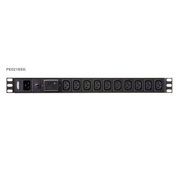 Aten-1U-Basic-PDU-with-Surge-Protection,-17-x-IEC-C13,-1-x-IEC-C19,-16A-Max,-100-240-VAC,-50-60-Hz,-Overcurrent-Protection,-Alumnum-material-PE0218SG-AT-G-Rosman-Australia-1