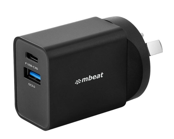 mbeat®-Gorilla-Power-Dual-Port-18W-USB-C-PD--QC-3.0-Charger-MB-CHGR-PQC18B-Rosman-Australia-1