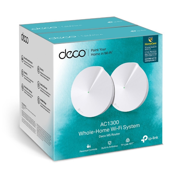 TP-Link-Deco-M5-(2-Pack)-Whole-Home-Mesh-Wi-Fi-1300Mbps-System,-Built-In-Antivirus,-Quality-of-Service,-Covers-350sqm-2xGbit-Port-USB-C,-BT,-Homecare-Deco-M5(2-pack)-Rosman-Australia-1