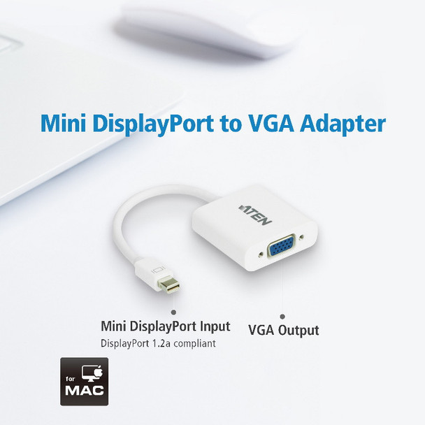 Aten-Mini-DisplayPort-to-VGA-Adapter-,-Supports-VGA,-SVGA,-XGA,-SXGA,-UXGA-and-resolutions-up-to-1920x1200(PC)-/-1080p(HDTV)-VC920-AT-Rosman-Australia-1